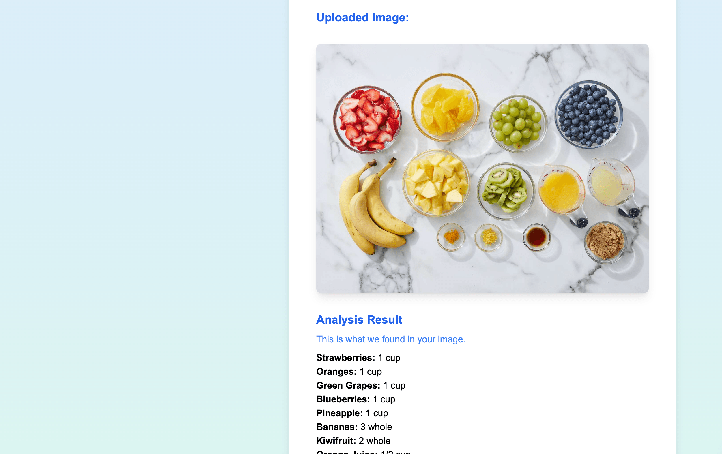 AI-powered web application that analyzes uploaded images to identify ingredients and generates recipe recommendations.